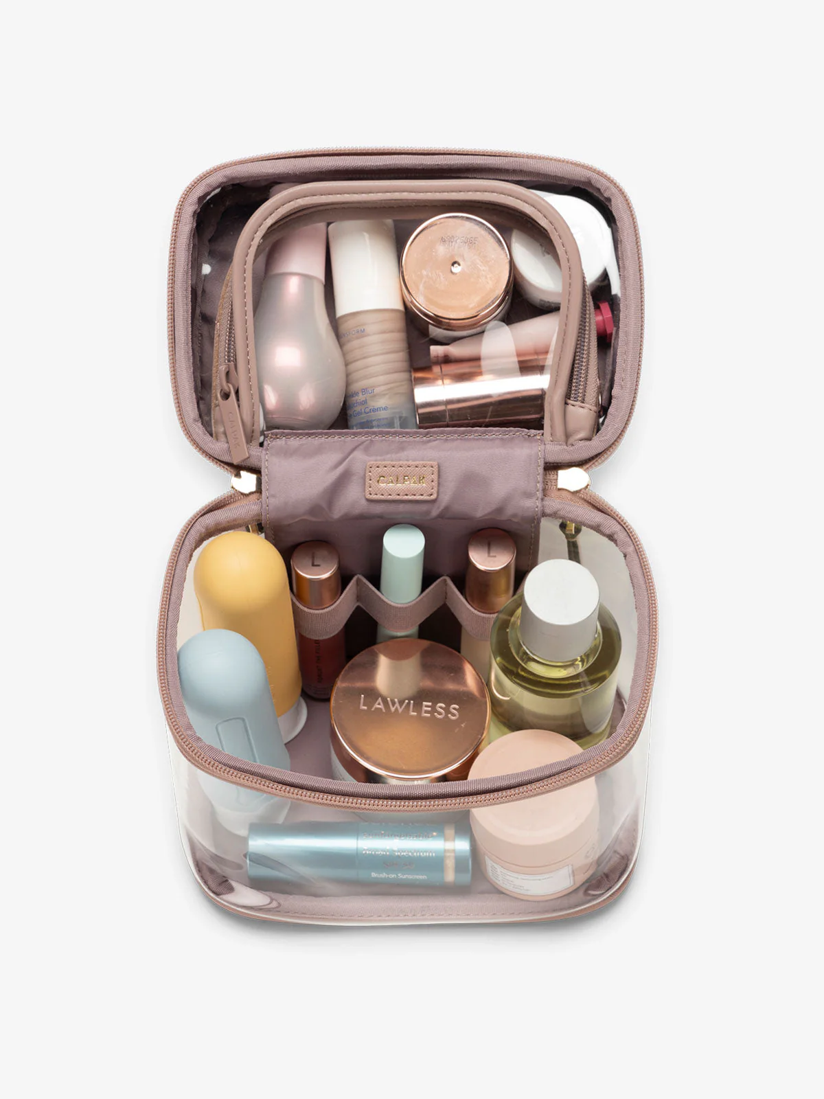 Clear Train Case with Top Compartment - Image 16