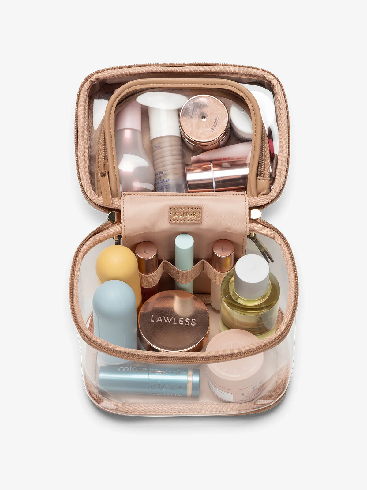 Clear Train Case with Top Compartment - Image 8